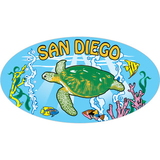 San Diego   Turtle In The Sea Oval Sticker