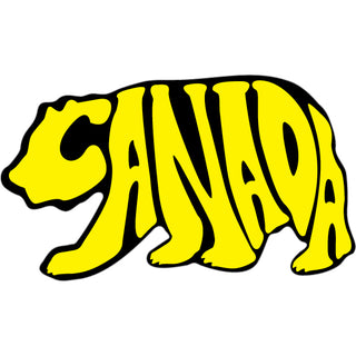 Canada Shaped Yellow Letters in Bear Outline Sticker
