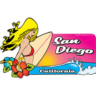 San Diego CA Surfer Girl Sticker
