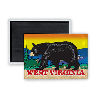 West Virginia   Walking Black Bear Rectangle Badge Magnet