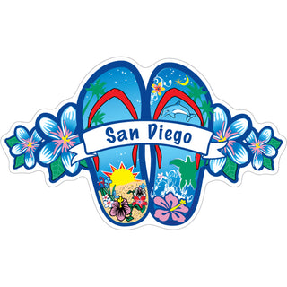 San Diego   Blue Flower Flip Flops Sticker