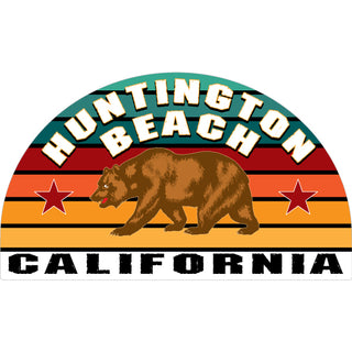 Huntington Beach  California   Striped Half Circle Bear Sticker