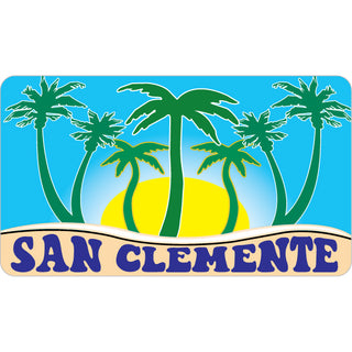 San Clemente California 7 Palms and Sun Sticker