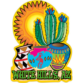 White Hills AZ Sun Cactus Pots Sticker