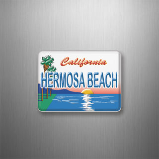 Hermosa Beach   Palms Sunset License Plate 3D Magnet