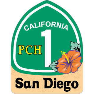 San Diego   PCH 1 Flower Sign Sticker