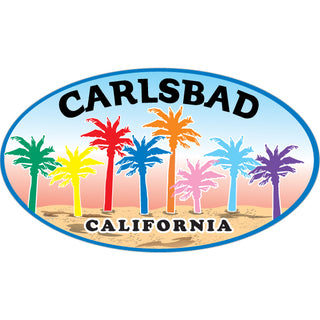 Carlsbad Colored Palms Oval Sticker