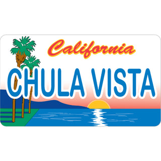 Chula Vista California License Plate Sunset Palm Tree Sticker