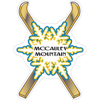 McCauley Mountain   Crossed Skis Snowflake Sticker