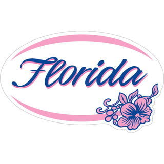 Florida Pink Purple Hibiscus Oval   Florida Hibiscus Oval Sticker