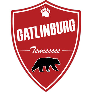 Gatlinburg  Tennessee   Red Bear Shield Vertical Sticker