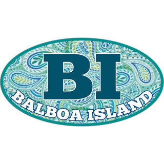 Balboa Island Oval Paisley Euro Sticker