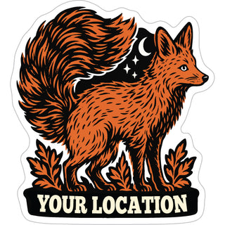 FALL WOODCUT FOX MOON Sticker