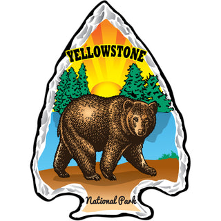 Yellowstone National Park   Brown Bear Arrowhead Sticker