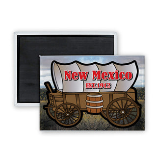 New Mexico   Covered Wagon Rectangle Badge Magnet
