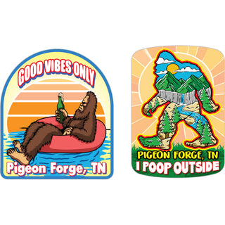 PIGEON FORGE TN Big Foot Good Vibes and Poop Outside Sticker
