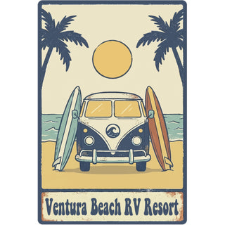 VENTURA BEACH RV RESORT BEACH VAN TWO SURFBOARDS Sticker