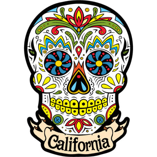 California   White Banner Sugar Skull Sticker
