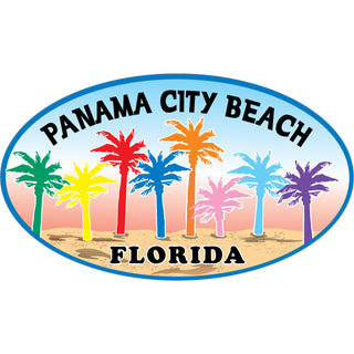 OK3 Panama Beach City Color Palms Sand Oval Sticker