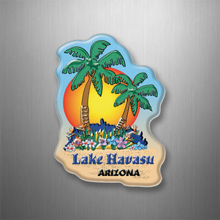 Lake Havasu  Arizona   Palm Sunset 3D Magnet