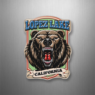 Lopez Lake  CA Framed Snarling Bear (01352)   plastic magnet (working) 3D Magnet
