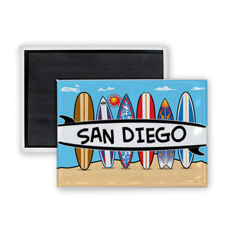 San Diego   6 Surfboards Rectangle Badge Magnet