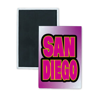 San Diego   Hot Pink Block Letters Rectangle Badge Magnet