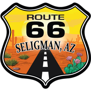 Seligman  AZ   Route 66 Shield Desert Scene Sticker