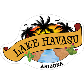 Lake Havasu  Arizona   River and Palm Trees Scroll Sticker