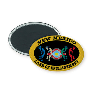New Mexico   4 Kokopellis Gold Oval Oval Badge Magnet