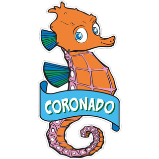 Coronado CA Seahorse with Banner Sticker