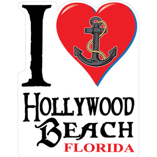 OK4 Hollywood Beach FL I Heart with Anchor Sticker