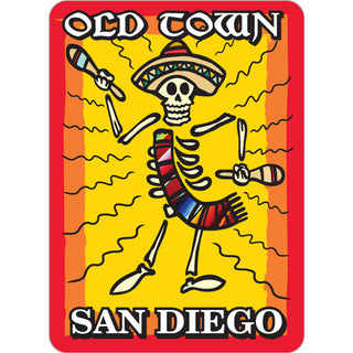 Old Town San Diego   Dancing Maraca Skeleton Sticker