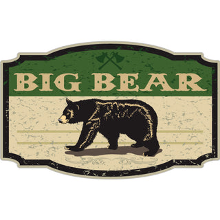 Big Bear   Wide Green Bear Sign Sticker