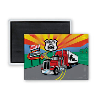 Route 66   Motel Trucker Rectangle Badge Magnet