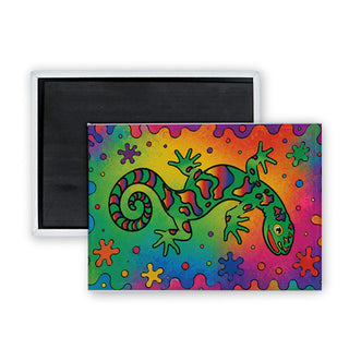 Novelty   Gecko Rectangle Badge Magnet
