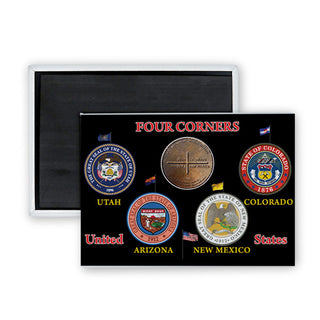 Corners   Four Corners 4 State Shields Rectangle Badge Magnet
