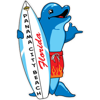 OK3 Panama City Beach Dolphin with Surfboard Vert Sticker