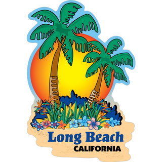 OK4 Long Beach Sunset Palms Sticker