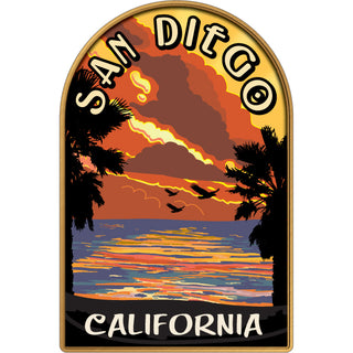 OK4 San Diego Retro Sunset large sticker (00796) Sticker