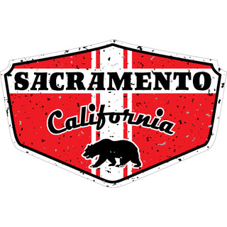 OK4 Sacramento Red Distressed Shield w Bear (00184) Sticker