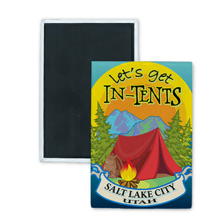 Salt Lake City  Utah   Get In Tents Camping Rectangle Badge Magnet