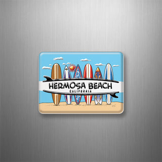 Hermosa Beach  California   6 Surfboards 3D Magnet