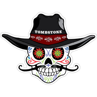 Tombstone   Cowboy Sugar Skull Sticker