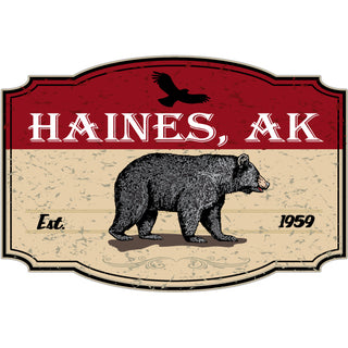 Haines AlaskaBear Red Sign Sticker