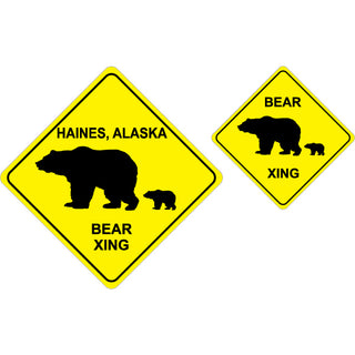 Haines Alaska Bear Crossing Signs 2Up Sticker