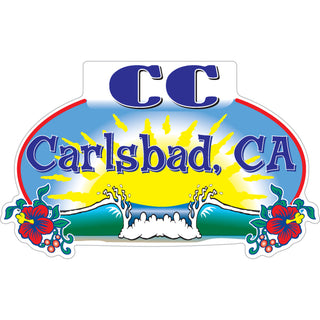 Carlsbad  CA Wave & Sun Oval Sticker