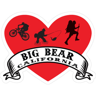 Big Bear Biker Hiker Fisher Heart Sticker