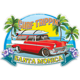 Santa Monica   Surf Trippin'' Old Red Station Wagon Sticker