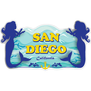 San Diego  California   Mermaid Silhouette Border Sticker
